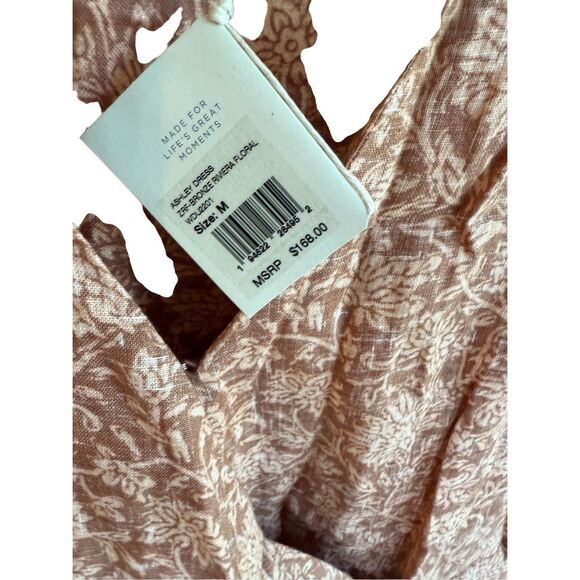 NWT Faherty Womens Bronze Riviera Floral Tie Wrap Ashley Linen Dress Medium - Picture 2 of 12